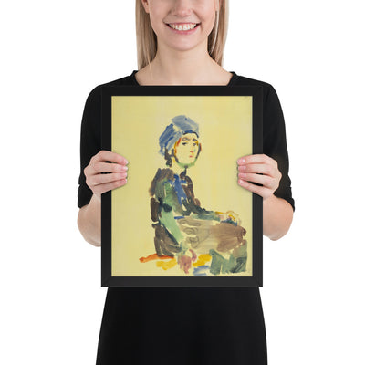 Seated Girl by Oskar Kokoschka, Framed poster