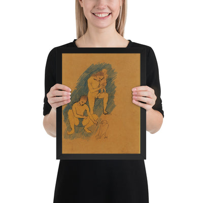 Family with a Crow by Pablo Picasso, Framed poster