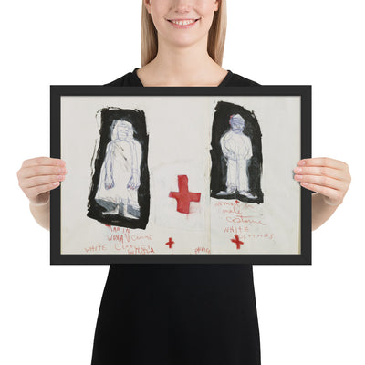 Study for The Car Crash Man in Woman's Costume and Woman in Man's Costume by Jim Dine, Framed poster