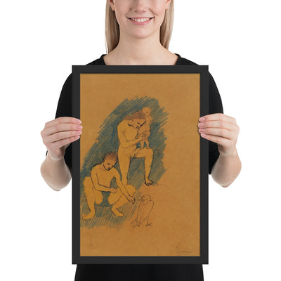 Family with a Crow by Pablo Picasso, Framed poster