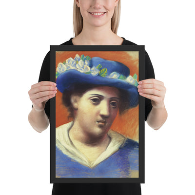 Woman with Flowered Hat by Pablo Picasso, Framed poster