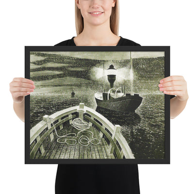1940 Duty Boat by Eric Ravilious, Framed poster