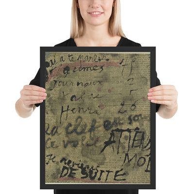 Message The Key is Under the Window-Shutter by Jean Dubuffet, Framed poster