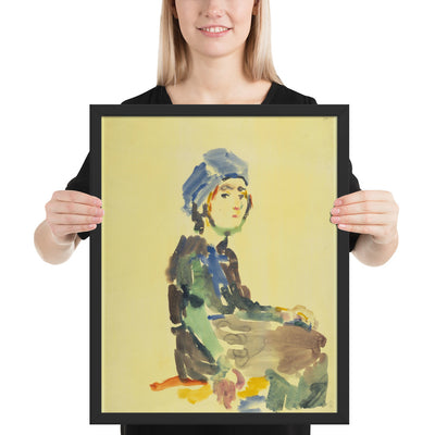 Seated Girl by Oskar Kokoschka, Framed poster