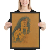 Family with a Crow by Pablo Picasso, Framed poster