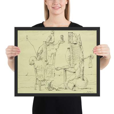 Two Figures on a Beach by Pablo Picasso, Framed poster