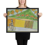 Cyclist with Five Cows by Jean Dubuffet, Framed poster