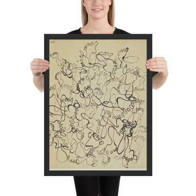 Footprints, page from the sketchbook El Golea, II by Jean Dubuffet, Framed poster