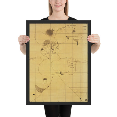 Final study for Portrait of Mistress Mills in 1750 by Joan Miró, Framed poster