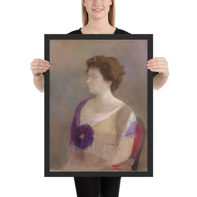 Woman with Flower Corsage by Odilon Redon, Framed poster