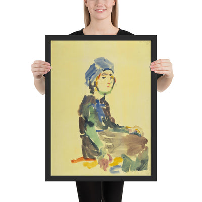 Seated Girl by Oskar Kokoschka, Framed poster