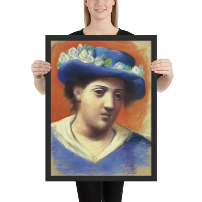 Woman with Flowered Hat by Pablo Picasso, Framed poster