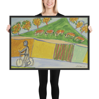 Cyclist with Five Cows by Jean Dubuffet, Framed poster