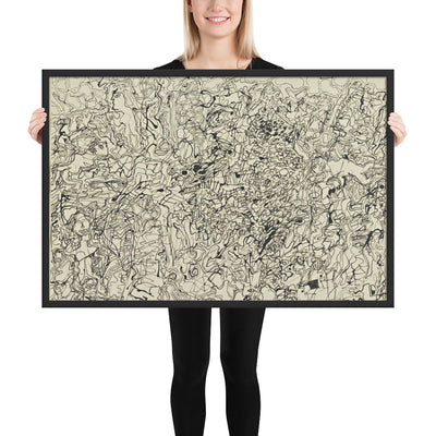 Ties and Whys Landscape with Figures by Jean Dubuffet, Framed poster