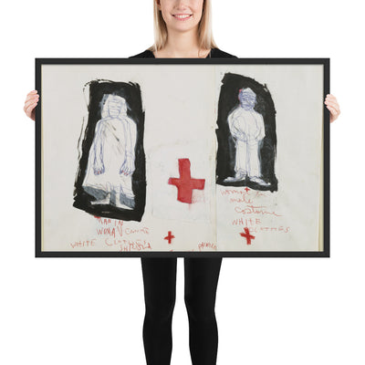 Study for The Car Crash Man in Woman's Costume and Woman in Man's Costume by Jim Dine, Framed poster