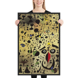 The Beautiful Bird Revealing the Unknown to a Pair of Lovers by Joan Miró, Framed poster