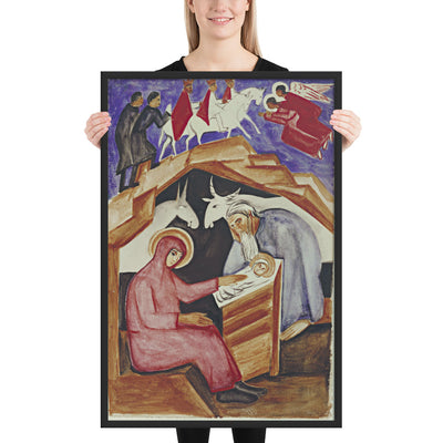 The Nativity, for Liturgy by Natalia Goncharova, Framed poster