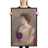 Woman with Flower Corsage by Odilon Redon, Framed poster