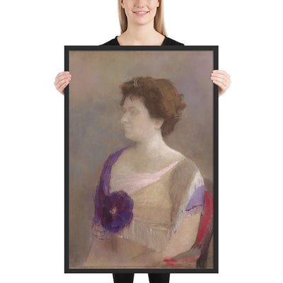 Woman with Flower Corsage by Odilon Redon, Framed poster