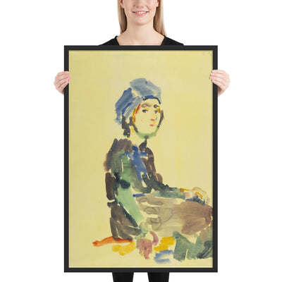 Seated Girl by Oskar Kokoschka, Framed poster