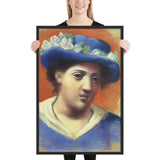 Woman with Flowered Hat by Pablo Picasso, Framed poster