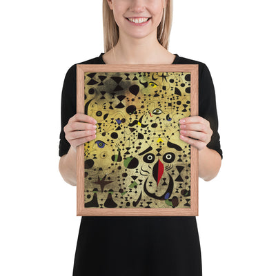 The Beautiful Bird Revealing the Unknown to a Pair of Lovers by Joan Miró, Framed poster