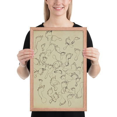 Footprints in the Sand, page from the sketchbook El Golea, II by Jean Dubuffet, Framed poster