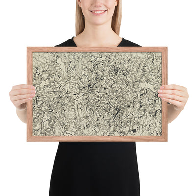 Ties and Whys Landscape with Figures by Jean Dubuffet, Framed poster