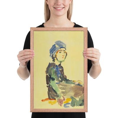 Seated Girl by Oskar Kokoschka, Framed poster