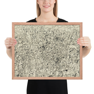 Ties and Whys Landscape with Figures by Jean Dubuffet, Framed poster