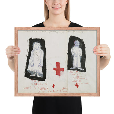 Study for The Car Crash Man in Woman's Costume and Woman in Man's Costume by Jim Dine, Framed poster