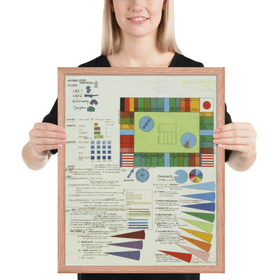 Plan for World Trade Monopoly by Öyvind Fahlström, Framed poster