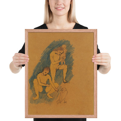 Family with a Crow by Pablo Picasso, Framed poster