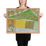 Cyclist with Five Cows by Jean Dubuffet, Framed poster