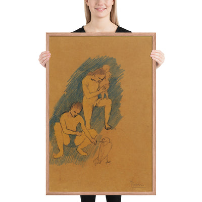 Family with a Crow by Pablo Picasso, Framed poster