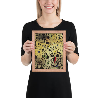 The Beautiful Bird Revealing the Unknown to a Pair of Lovers by Joan Miró, Framed poster