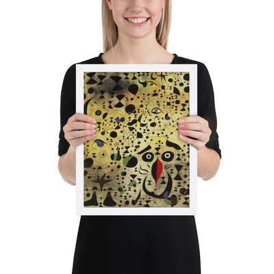 The Beautiful Bird Revealing the Unknown to a Pair of Lovers by Joan Miró, Framed poster