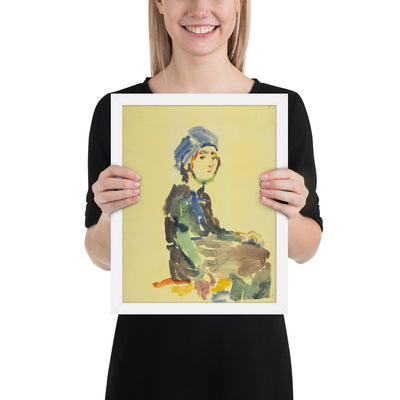 Seated Girl by Oskar Kokoschka, Framed poster