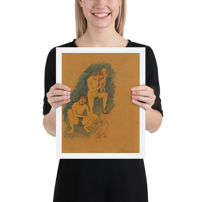 Family with a Crow by Pablo Picasso, Framed poster