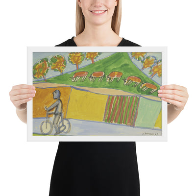 Cyclist with Five Cows by Jean Dubuffet, Framed poster