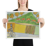 Cyclist with Five Cows by Jean Dubuffet, Framed poster