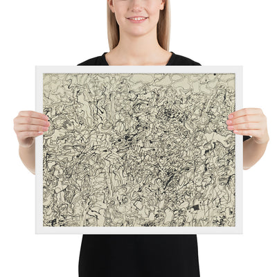 Ties and Whys Landscape with Figures by Jean Dubuffet, Framed poster