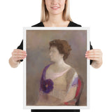 Woman with Flower Corsage by Odilon Redon, Framed poster