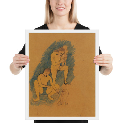 Family with a Crow by Pablo Picasso, Framed poster