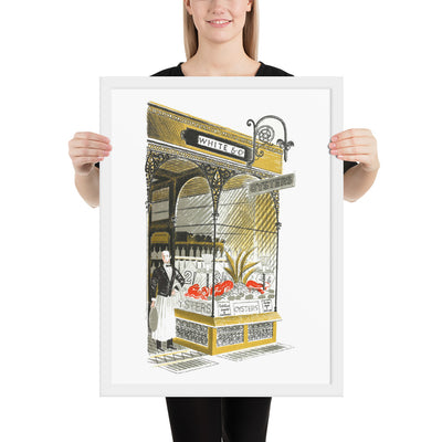 Oyster Bar- High Street by Eric Ravilious, Framed poster