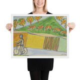 Cyclist with Five Cows by Jean Dubuffet, Framed poster