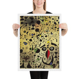 The Beautiful Bird Revealing the Unknown to a Pair of Lovers by Joan Miró, Framed poster