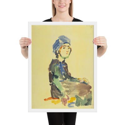 Seated Girl by Oskar Kokoschka, Framed poster