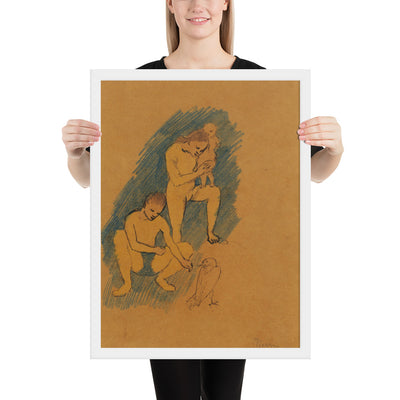 Family with a Crow by Pablo Picasso, Framed poster