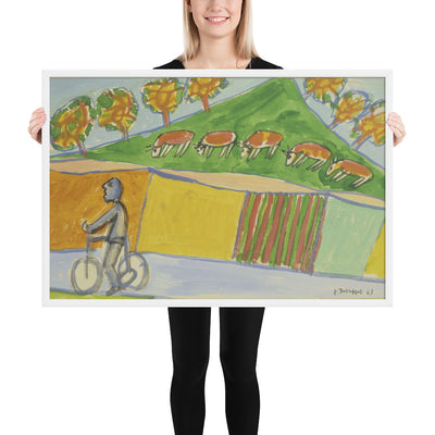 Cyclist with Five Cows by Jean Dubuffet, Framed poster